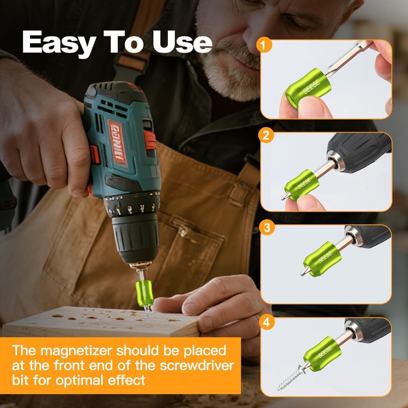 SEESE Strong Magnetic Screw Ring: 1/4 Inch/ 6.35 mm Universal Magnetic Screw Holder - Removable Magnetic Screwdriver Drill Bit Holder for Hex Screwdriver and Power Bits(2 Pcs) - Image 4